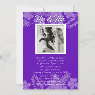 Convites Folhas de Hibisco Roxo Foto Somente Recepção
