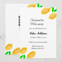 Convites folhas de limão desenhadas à mão adicionar chá de 