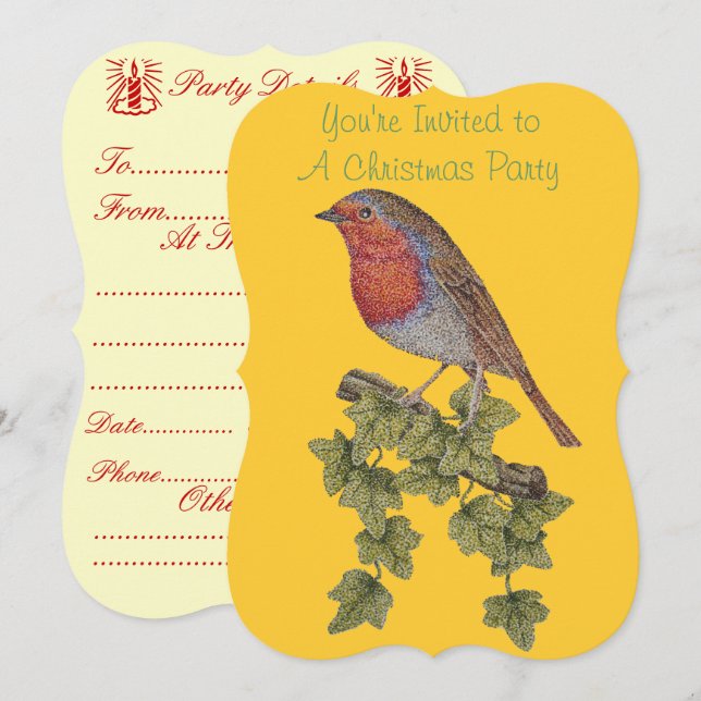 Convites folhas de mariquinhas com pino de Natal (Frente/Verso)