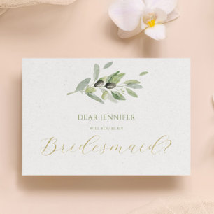 Convites Folhas de Oliveira Você Será Minha Dama de Honra