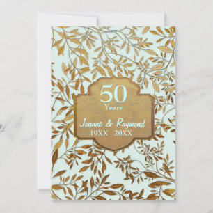 Convites Folhas de Ouro 50º Aniversário de Casamento