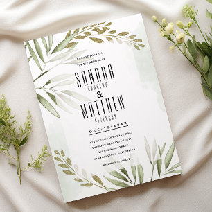 Convites Folhas de ouro verde-tropical