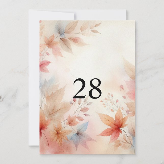 Convites Folhas de outono aquarela neutros texto caligráfic (Frente)