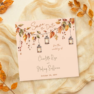 Convites Folhas de Outono Aquarela Rústica Casamento Elegan