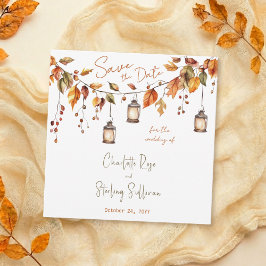 Convites Folhas de Outono Aquarela Rústica Casamento Elegan