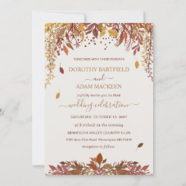 Convites Folhas de outono de Aquarela Casamento