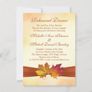 Convites Folhas de outono de vermelho e dourado Janto de en
