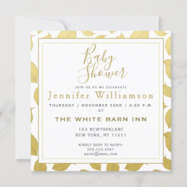 Convites Folhas de outono Douradas Elegantes - Chá de frald