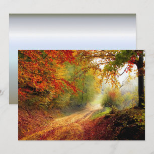 Convites Folhas de outono e Árvores que cobrem a estrada d