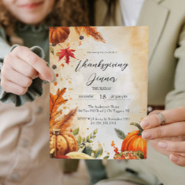 Convites Folhas de outono e Janto de Ação de Graças de Pump
