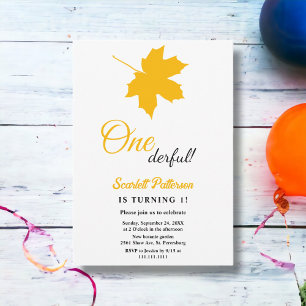 Convites Folhas de Outono Elegantes Amarelas Aniversário Rú
