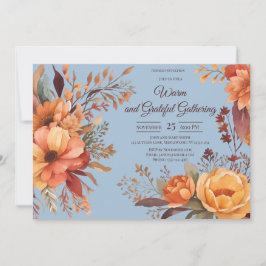 Convites Folhas de Outono Floral Ação de Graças Friendsgivi