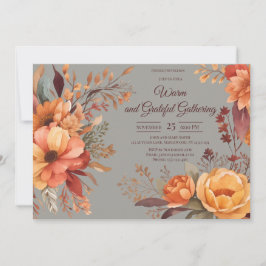 Convites Folhas de Outono Floral Ação de Graças Friendsgivi