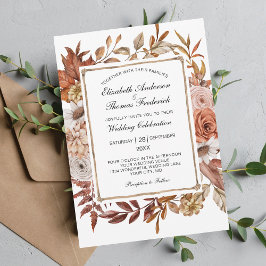 Convites Folhas de Outono Floral Formal Elegante Casamento