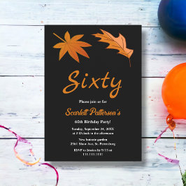 Convites Folhas de outono Pretas e Brancas caem 60º anivers