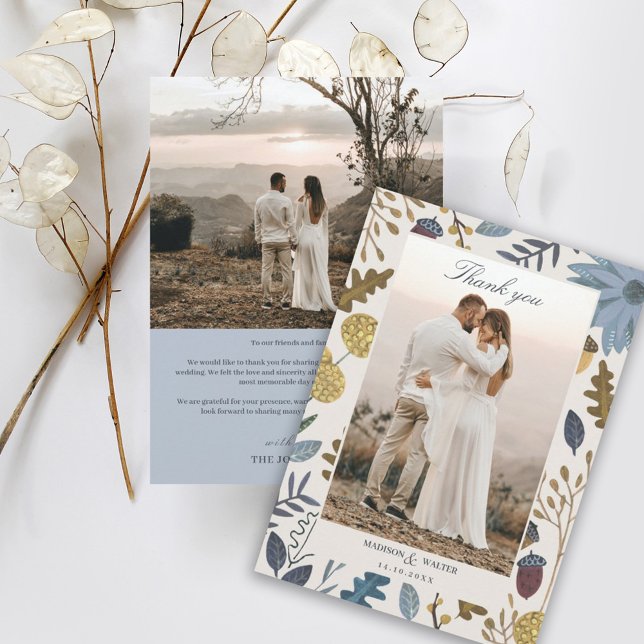 Convites Folhas de outono rústicas caem agradecimento de ca (Criador carregado)