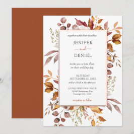 Convites Folhas de Outono Rústico País Boho Casamento