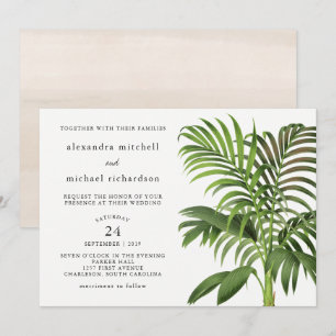 Convites Folhas de Palma de Vintage Elegante   Casamento