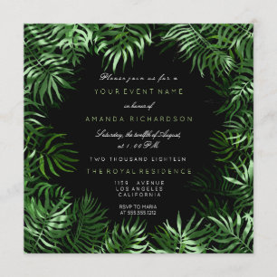 Convites Folhas de Palma Preta de Hortelã Verde Tropical Mo