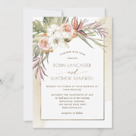 Convites Folhas De Palma Secas, Casamento De Creme Floral T