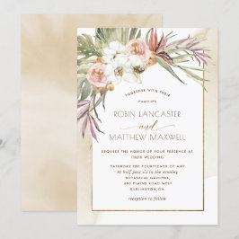 Convites Folhas De Palma Secas, Casamento De Creme Floral T