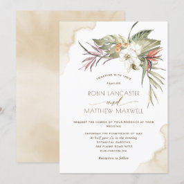 Convites Folhas De Palma Secas Tropicais, Casamento De Crem
