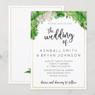 Convites Folhas de Palma Tropicais e Casamento de Greenery 