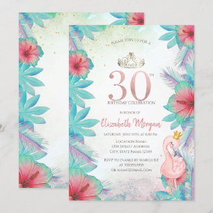 Convites Folhas de Palma Tropicais Hibisco Rosa Flamingo 30