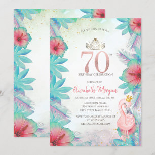Convites Folhas de Palma Tropicais Hibisco Rosa Flamingo 70