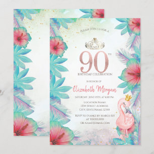 Convites Folhas de Palma Tropicais Hibisco Rosa Flamingo 90