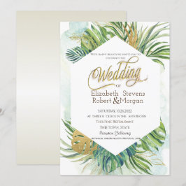 Convites Folhas de Palmeira Tropicais Casamento de Verão