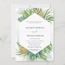 Folhas de Palmeira Tropicais Douradas Casamento de