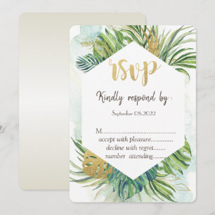 Convites Folhas de Palmeira Tropicais Verão RSVP