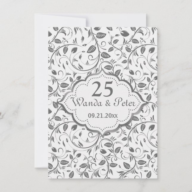 Convites Folhas de prata Aniversário de 25 anos de Casament (Frente)