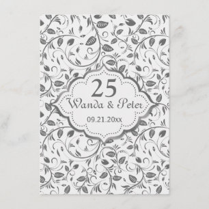 Convites Folhas de prata Aniversário de 25 anos de Casament