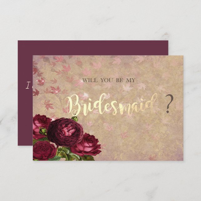 Convites Folhas de queda de Rosas vermelhas Elegantes (Frente/Verso)