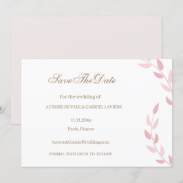 Convites Folhas de Rosa Choque Outono Salvar Data Casamento