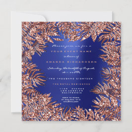 Convites Folhas de Samambaia Tropical Enquadradas Rosa Dour