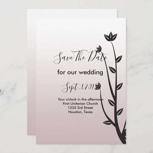 Convites Folhas do Elegante Simples salvam a data (Frente/Verso)