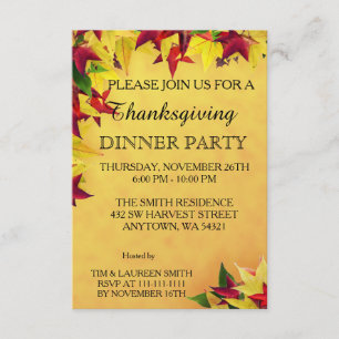 Convites Folhas do partido de comensal da acção de graça