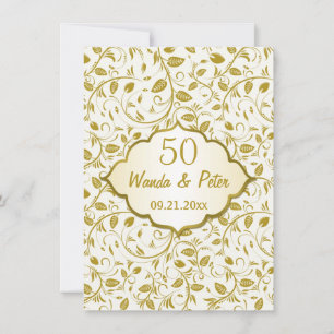 Convites Folhas douradas 50º Aniversário de Casamento