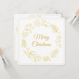 Convites Folhas Douradas Elegantes & Bagas Natal quadrado