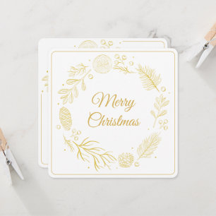 Convites Folhas Douradas Elegantes & Bagas Natal quadrado