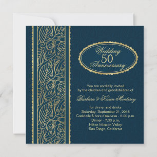 Convites Folhas douradas no 50º aniversário de casamento az