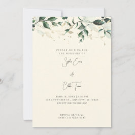 Convites Folhas e Videiras Modernas Casamento Amarelo Claro