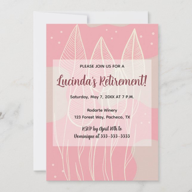 Convites Folhas editáveis e fundo de Rosa com poeira (Frente)