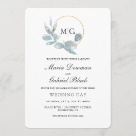 Convites Folhas elegantes. Casamento botânico