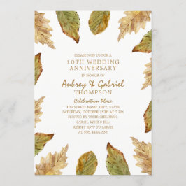 Convites Folhas Elegantes de Outono 10º Aniversário de Casa