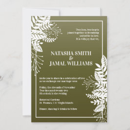 Convites Folhas Elegantes, Verde-Oliva