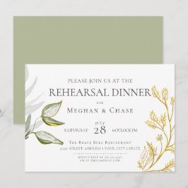 Convites Folhas em Dourado e Verde Salvia